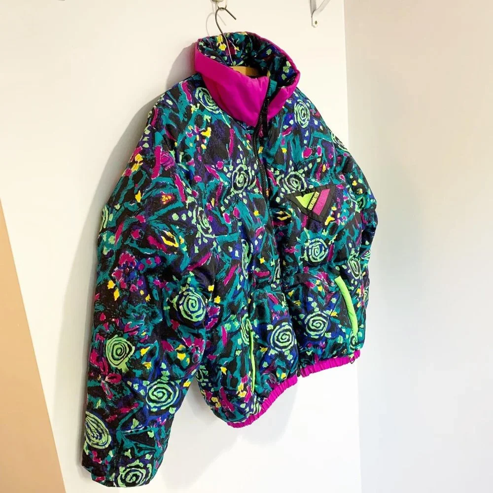 Obermeyer Kids Puffer Jacket - Teal, Purple, Pink, Neon Yellow Accents